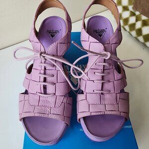 John Fluevog Purple Weave Joni Wedge Heel Sandal, Women's size 8